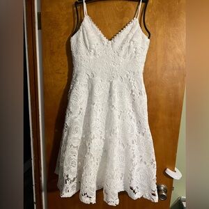 Lulus Nora Lee White Sleeveless Lace Midi Dress With Pockets